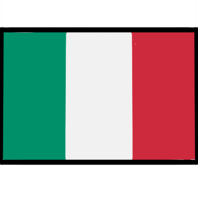 the flag of Italy, drawn with a black outline around it. it's rectangular, with three vertical stripes: green, white, and red.